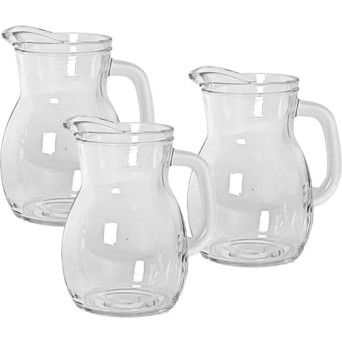 Sapkan/waterkan karaf klein - 3x stuks - 500 ml - glas - schenkkannen - 12 x 10 x 14 cm -