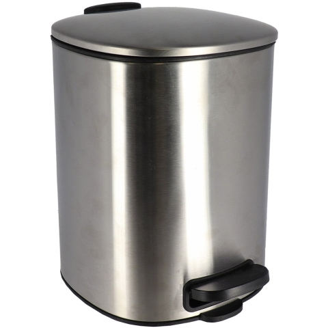 Tendance Badkamer prullenbak/afvalbak Elegance - soft close - chrome - 5 liter - metaal -