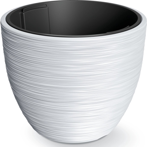 Plantenpot/bloempot Furu Stripes - buiten/binnen - kunststof - wit - D47 x H47 cm -