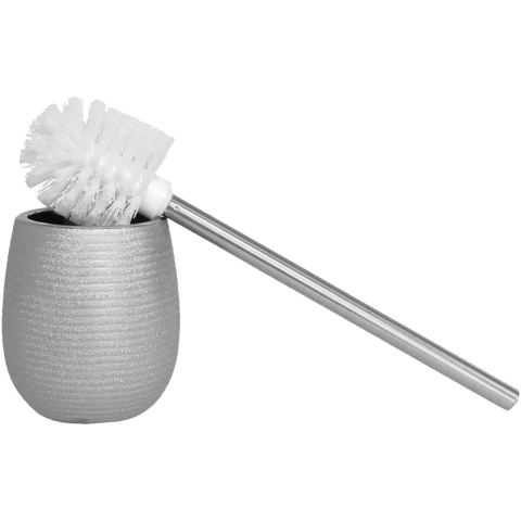 WC/Toiletborstel in houder zilver polystone 40 cm -