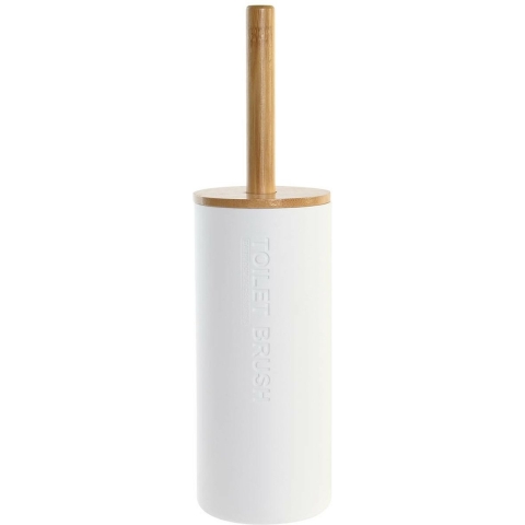 WC/Toiletborstel in houder naturel/wit bamboe hout 36 x 9 cm -