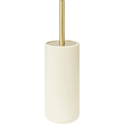 Toiletborstel Savona in houder - kunststeen - ivoor - 10 x 35 cm -