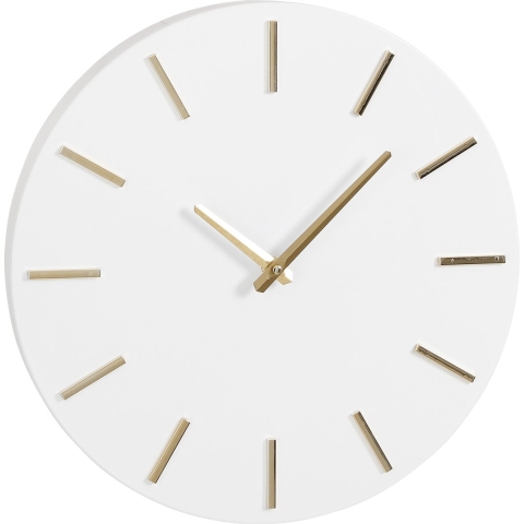 Wandklok - wit/goud - D35,5 cm - aluminium - muur klok - rond -