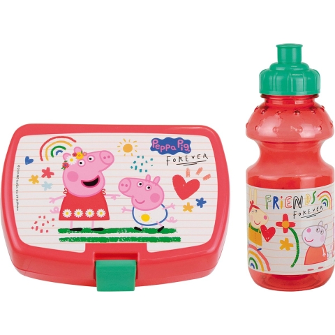 Peppa Pig lunchbox set voor kinderen - 2-delig - roze - kunststof -