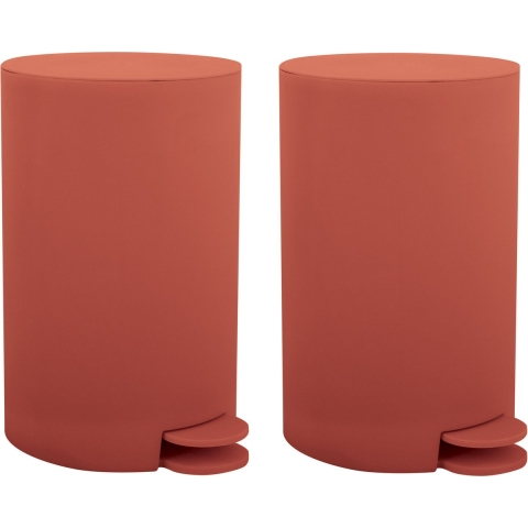 Pedaalemmer - 2x - kunststof - terracotta - 3 liter - 15 x 27 cm -