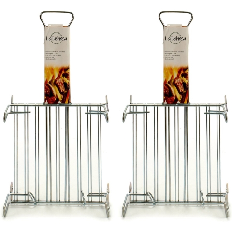 BBQ/barbecue braadrooster - 2x - grill verhoger - metaal - 26 x 26 x 8 cm -