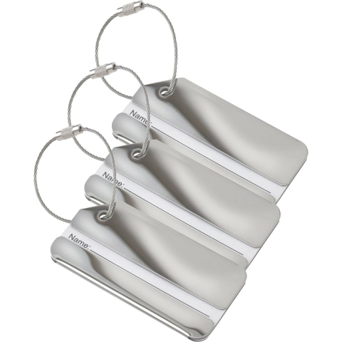 Kofferlabel Traveller - 5x - zilver - 8 x 4 cm - reiskoffer/handbagage label -