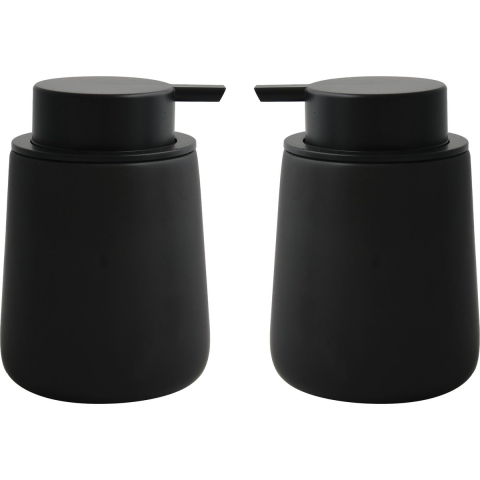 Zeeppompje/zeepdispenser Malmo - 2x - Keramiek - zwart - 8,5 x 12 cm - 300 ml -