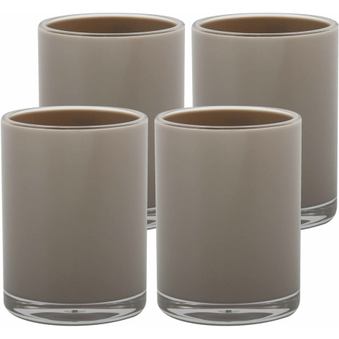Drinkbeker/limonadebeker - 4x - kunststof - taupe - 440 ml - luxe design -