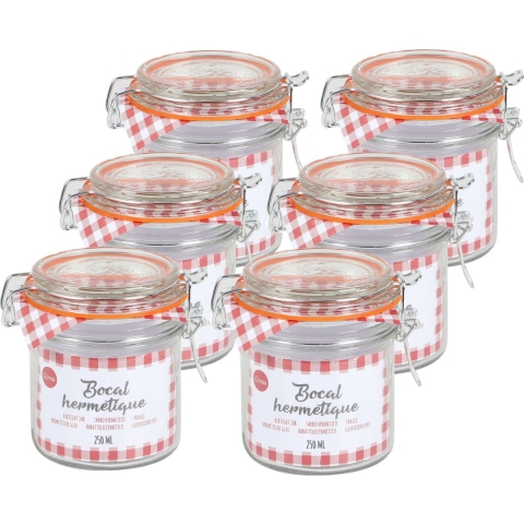 Weckpot/inmaakpot - 10x - 250 ml - glas - met beugelsluiting - D8.5 x H10 cm -