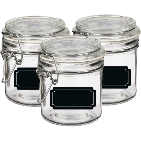 Weckpot/inmaakpot - 4x - 250 ml - glas - met beugelsluiting - incl. etiketten -