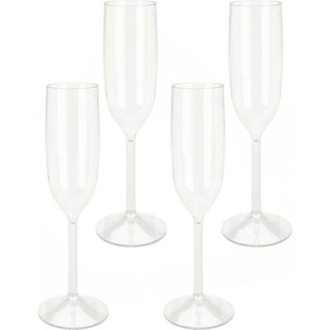 Prosecco/Champagneglazen - 4x - transparant - kunststof - 165 ml -