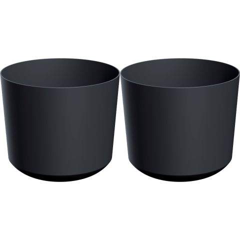 Plantenpot/bloempot Babylon - 2x - kunststof - buiten/binnen - antraciet grijs - D34 x H30 cm -