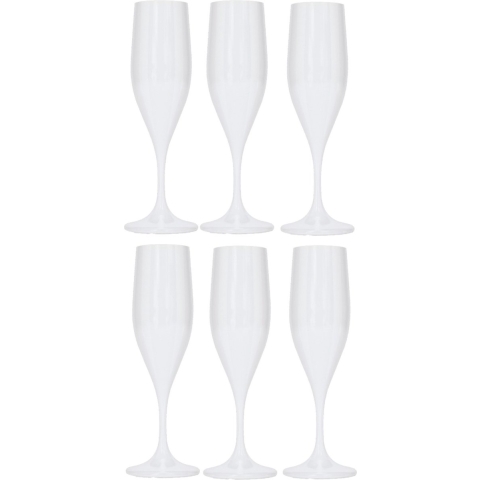Champagneglas - 18x - wit - kunststof - 150 ml - herbruikbaar -