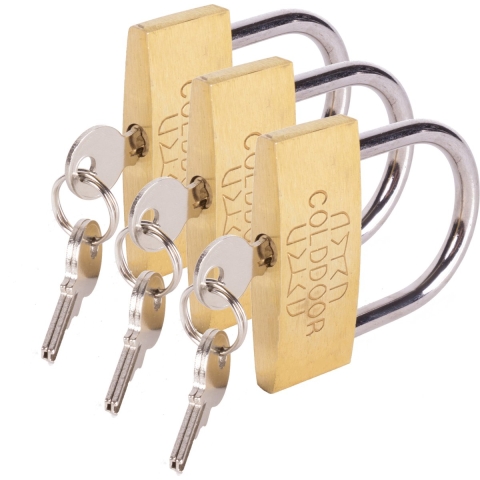 Hangslot met 3 sleutels - 3x - 60 mm - messing - kofferslot -