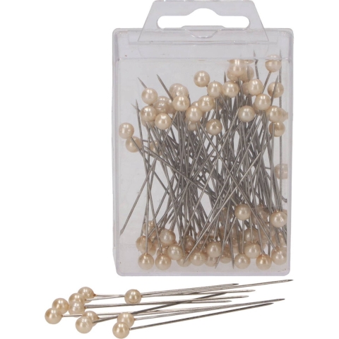 Spelden met parel kop/kopspelden - 200x - 6.5 cm - champagne - hobby sierspelden -