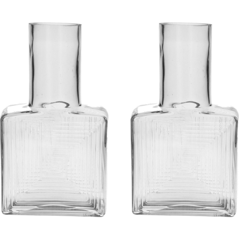 Bloemenvaas - 2x - helder - transparant glas - D6 x H23 cm -