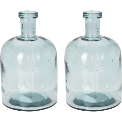 H&S Collection Bloemenvaas Umbrie - 2x - Gerecycled glas - transparant - D15 x H24 cm -