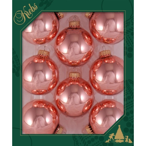 16x stuks glazen kerstballen 7 cm koraal roze glans -