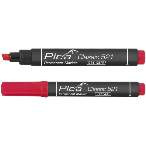 Pica 521/40 Permanent Marker - Beitel - Rood - 2-6mm (10st)