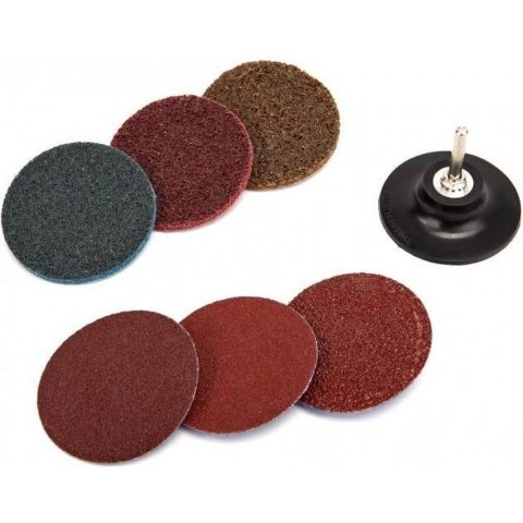 HBM 7-delige 75 mm schuur en cleanset met 6 mm houder