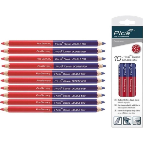 Pica PI559-10 Classic Dubbel Potlood - 175mm - Rood/Blauw (10st.)