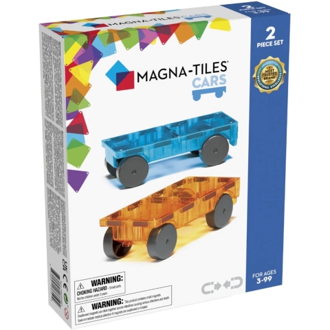 Magna-Tiles Auto's uitbreidingsset oranje/blauw 2 stuks