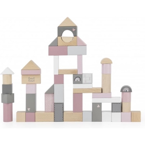 Label Label Houten blokken 50 stuks roze