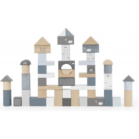 Label Label Houten blokken 50 stuks blauw