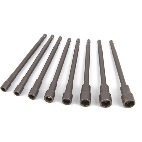 HBM 8-delige extra lange 150 mm magnetische dopsleutelset met HEX opname