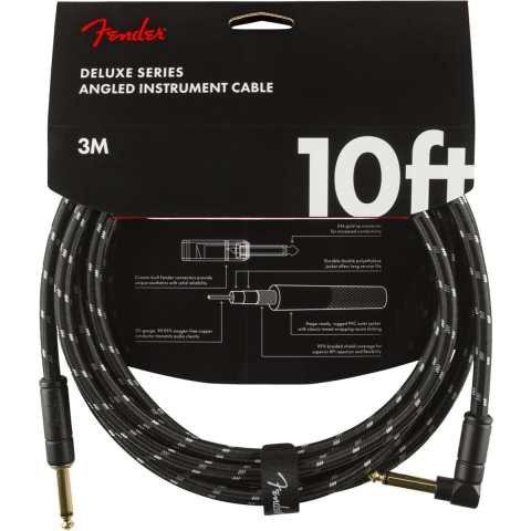 Fender Instrumentkabel Deluxe Black Tweed, Jack-Jack Haaks, 3m