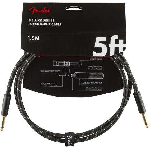 Fender Instrumentkabel Deluxe Black Tweed, Jack-Jack, 1,5m