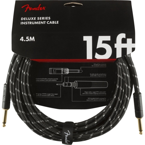 Fender Instrumentkabel Deluxe Black Tweed, Jack-Jack, 4.5m