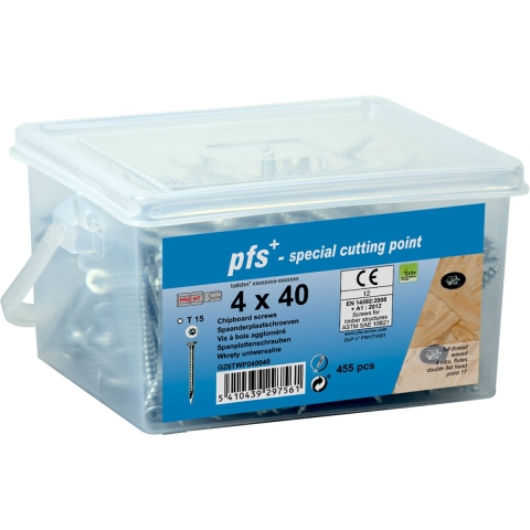 pgb-Europe PGB-FASTENERS | Spaanplaat schroeven pfs Torx 4x40 Zn/Emmer 455 | 455 st - GZ6TWP040040