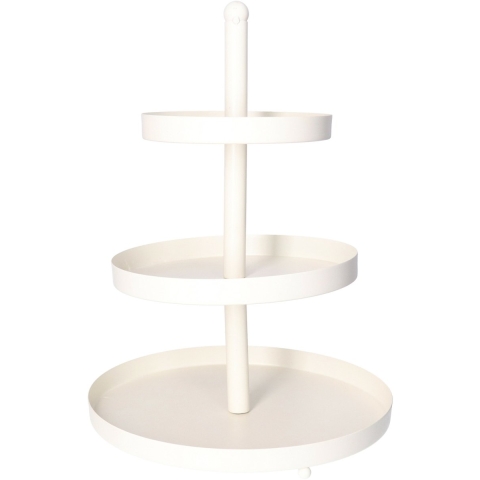 Cookinglife Etagère metaal wit ø 20, 25 & 30 cm - 3-laags - 55 cm hoog