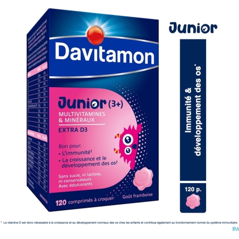 Davitamon Junior Framboos | 120 kauwtabletten
