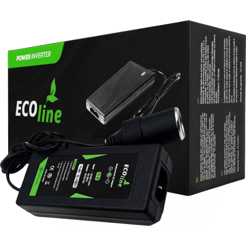 EcoLine - Adapter 230V naar 12V aansluiting 72W - Omvormer AC naar DC - voor Koelbox - zwart