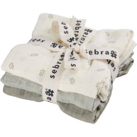 Sebra Mousseline Handdoek Set Van 3 Sophora Leaves/Mist Green