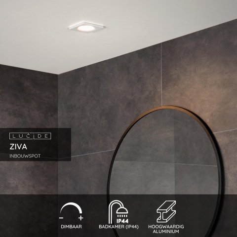 Lucide Ziva Spot Vierkant Badkamer IP44 Wit