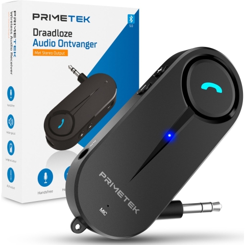 Primetek® Bluetooth Audio Receiver - BT 5.0 - Carkit - Bluetooth Receiver - Audio Adapter Receiver Dongel - Autoaccessoires