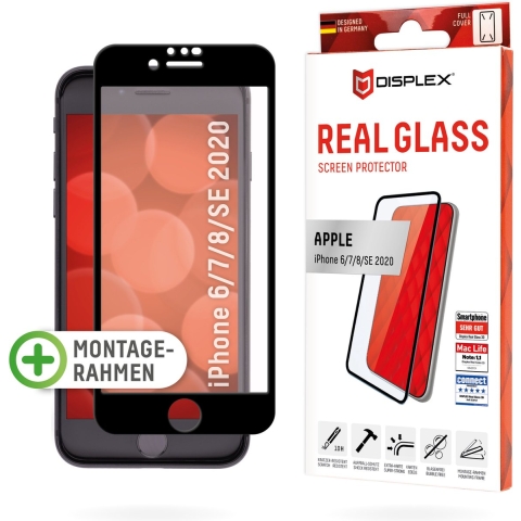 DISPLEX Real Glass 3D 01253 Screenprotector (glas) Apple iPhone 6, iPhone 7, iPhone 8, iPhone SE (3. Gen, 2022), iPhone SE (2. Gen, 2020) 1 stuk(s) Krasvast