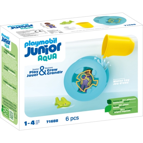 Playmobil Junior Aqua - Waterrad met babyhaai - 71688 - 6 Onderd - Playmobil - OneSize - Badspeelgoed