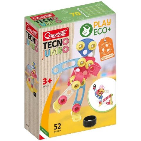 Quercetti Bouwwerf Speelset - Techno Jumbo PlayEco+ - 52 Onderde - Quercetti - OneSize - Speelgoed