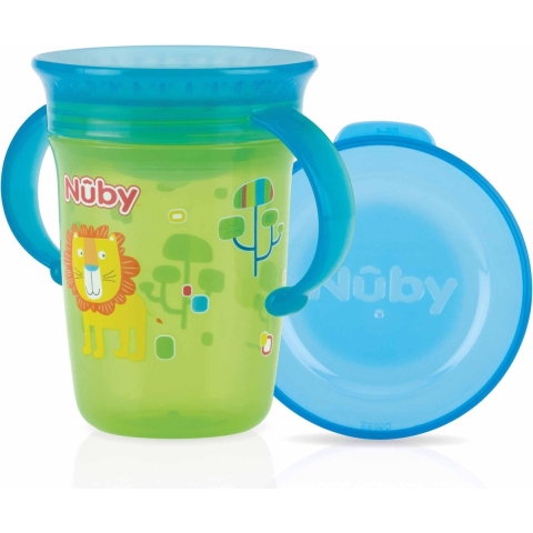 Nuby Drinkbeker m. Handvat - 240ml - Groen m. Print - Nuby - OneSize - Beker