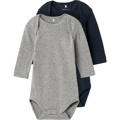 Name It Romper l/s - Noos - NbnBody - 2-pack - Dark Sapphire - Name It - 68 - Romper L/S
