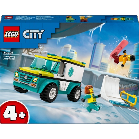 City - Ambulance en snowboarder Constructiespeelgoed