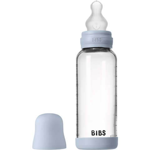BIBS Babyflesje - 240 ml - Glas/Silicone - Baby Blue - BIBS - OneSize - Babyflesje
