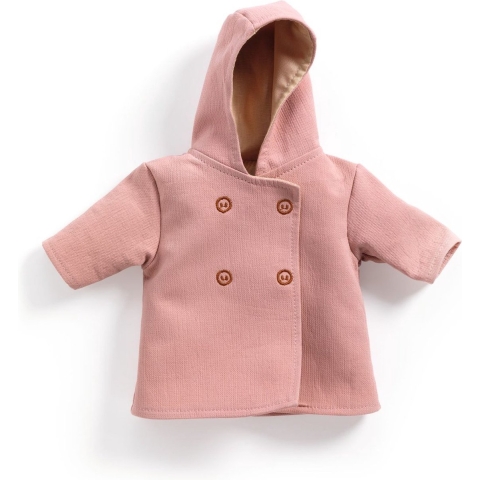 Djeco Poppenkleding - 30-34 cm - Jas met capuchon - Djeco - OneSize - Poppenkleding