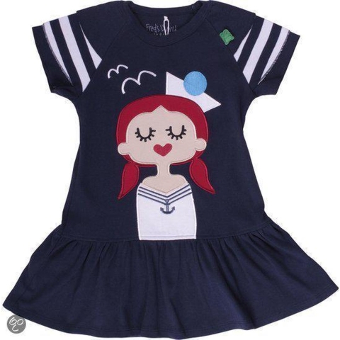 Freds World Jurk - Navy m. Zeemansmeisje - Freds World - 62 - Jurk