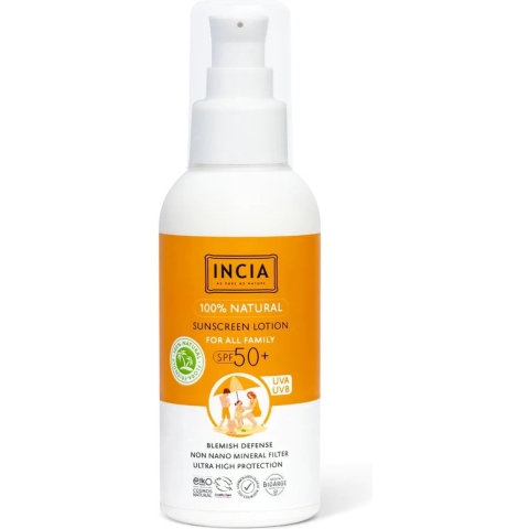 Incia 100% Natural Sunscreen Lotion Family SPF 50+ | Waterproof